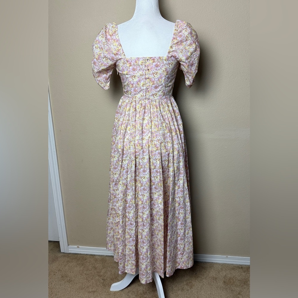Free People She’s a Dream Floral Print Puff Sleeve Midi Dress Size 2 - Picture 11 of 15